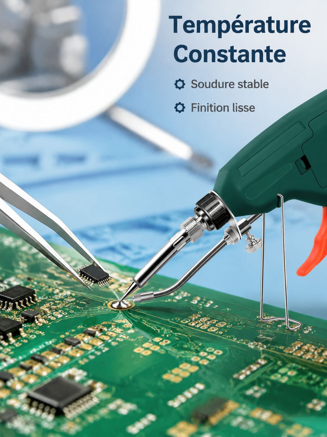 Fer à souder à température constante, alimentation automatique en étain, chauffage interne