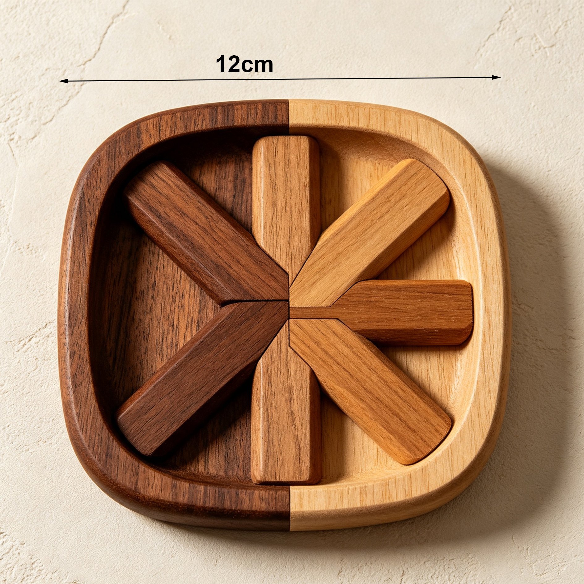 Elegant solid wood coasters set protecting a wooden surface