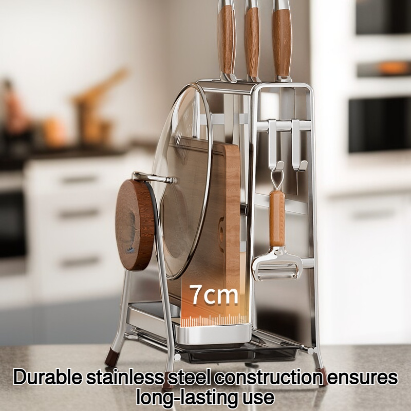 Vintage style stainless steel cutting board and knife holder