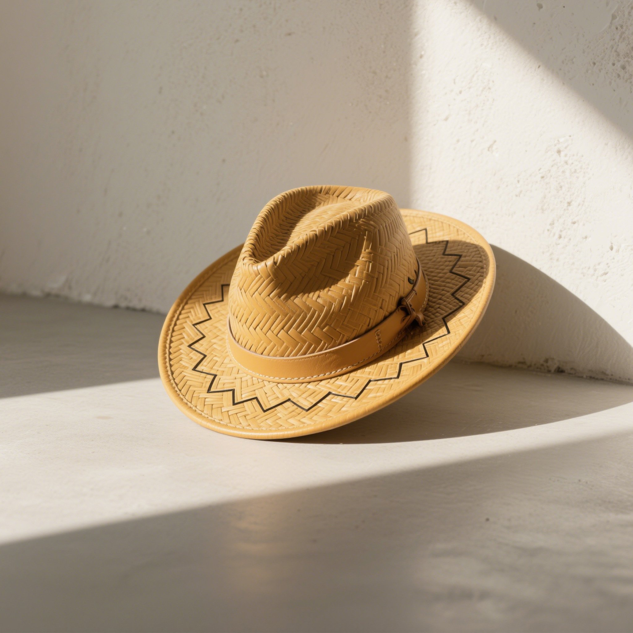 남성용 라탄 와이드 챙 모자 2개 세트