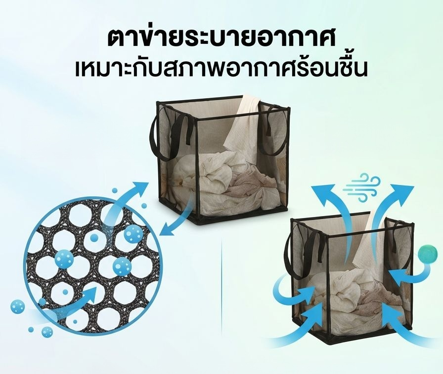 ตะกร้าใส่ผ้าขนาดใหญ่ ใส่ผ้าได้เยอะ