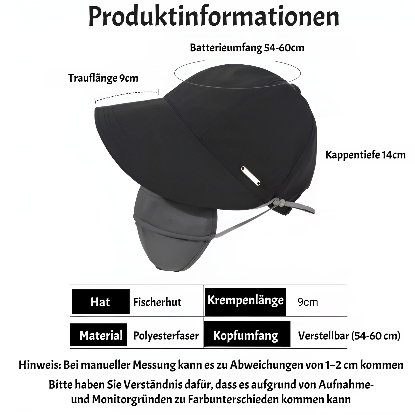 Leichte Sonnenkappe mit extra breitem Schirm