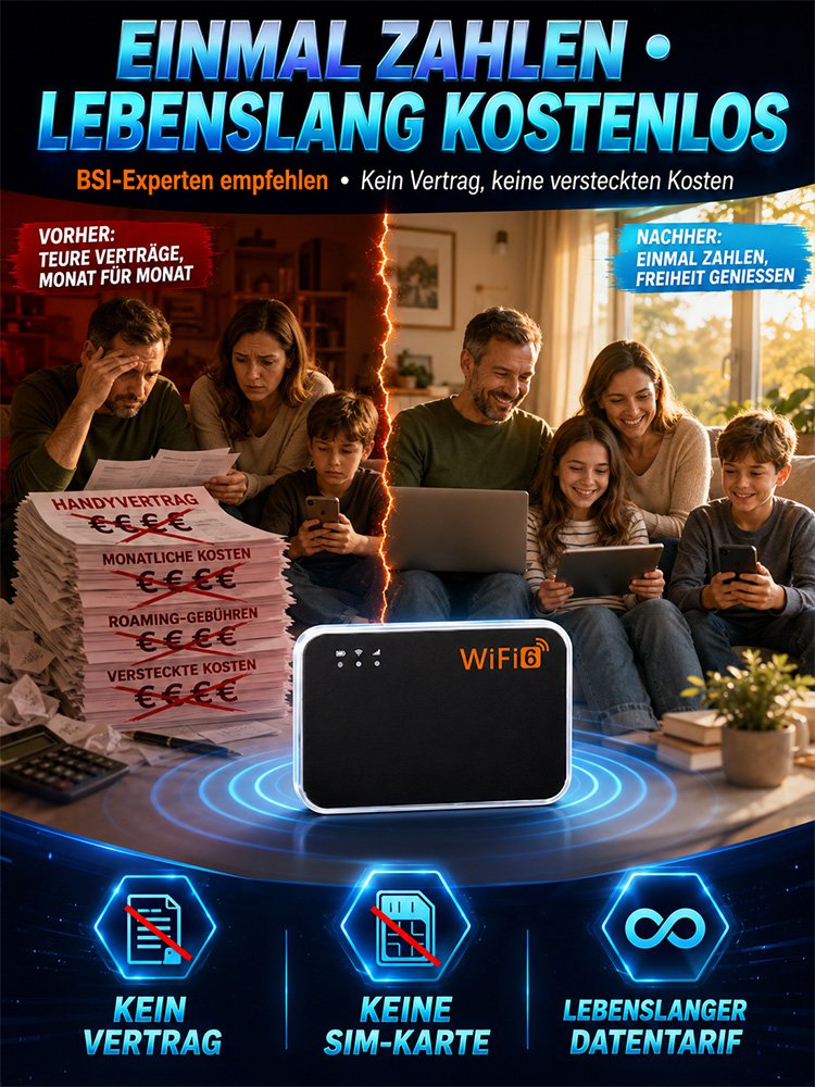 Mobiles Taschen-WLAN: Lückenloser Empfang – Bis zu 10 Geräte streamen mühelos in 4K!