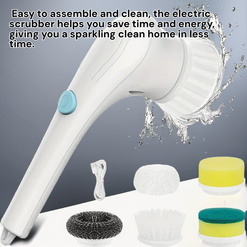 Cordless Handheld Spin Scrubber with 5 Brush Heads