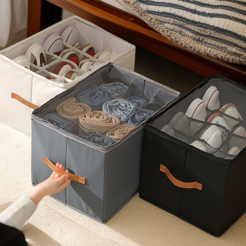 Boîte à chaussures pliable avec couvercle transparent, boîte de rangement polyvalente