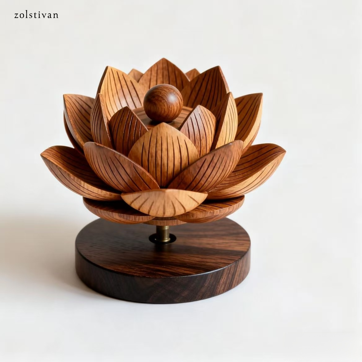 나무 연꽃 장식 (2개)