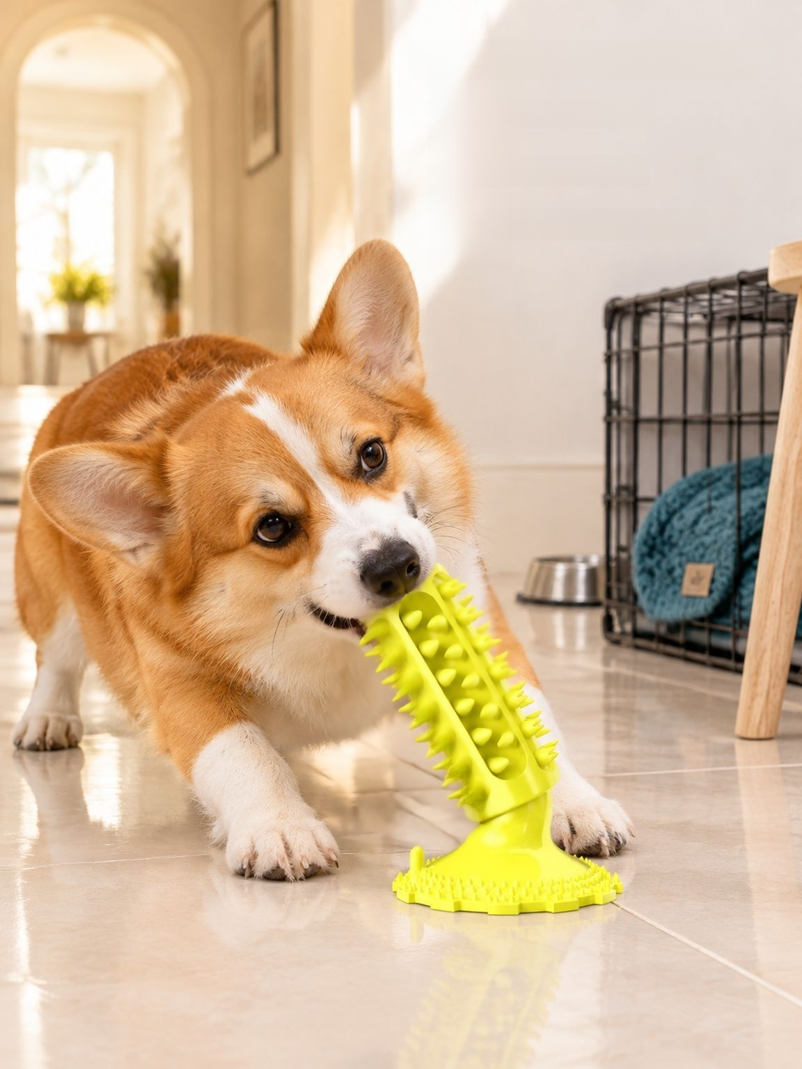 Pet Dog Suction Cup Squeaky Chew Stick, Durable Bite-Resistant Toy