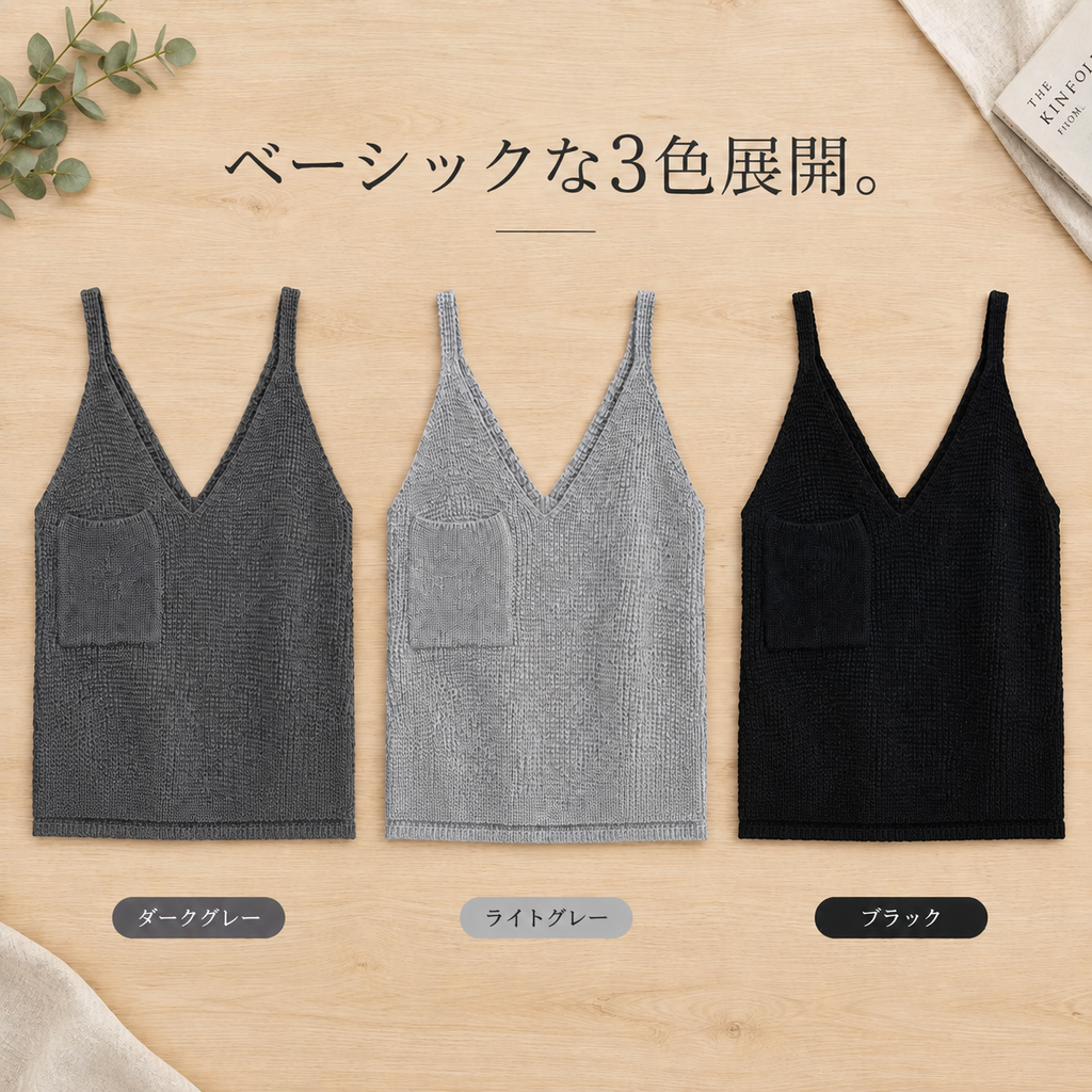シンプルな春秋レディースゆったりニットキャミベスト