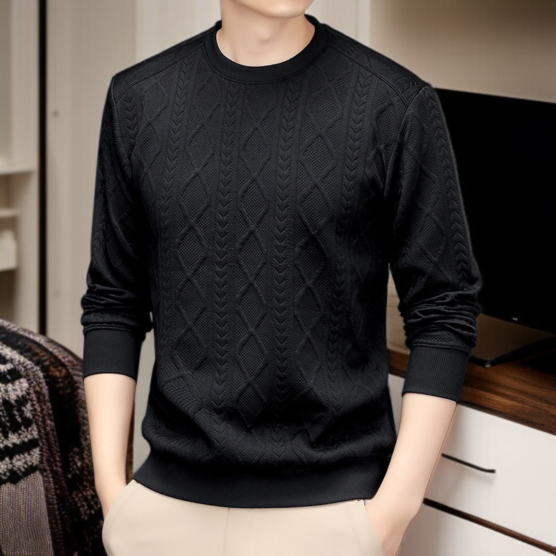 비즈니스맨 니트 긴팔 라운드넥 실타래 세련되고 모던 이너 니트 상의 꽃무늬 비즈니스맨 니트