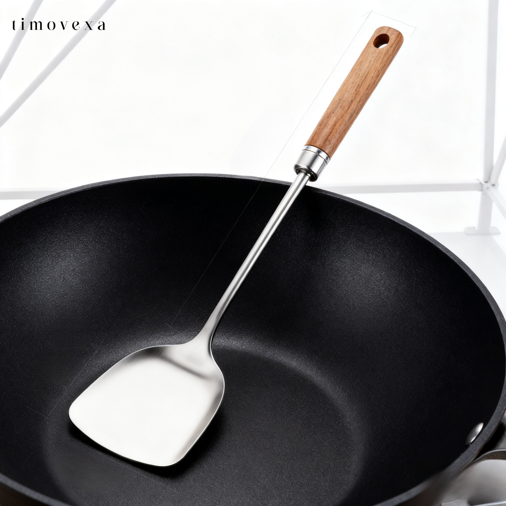 316 스테인리스 스틸 주걱 식품 등급 가정용 나무 손잡이 요리 주걱 (4개)