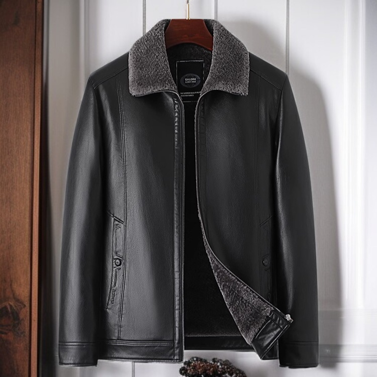 メンズ裏起毛厚手本革レザージャケット