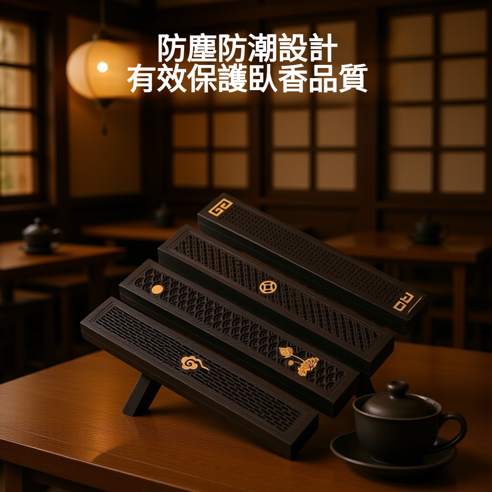 黑檀木臥香盒正面展示