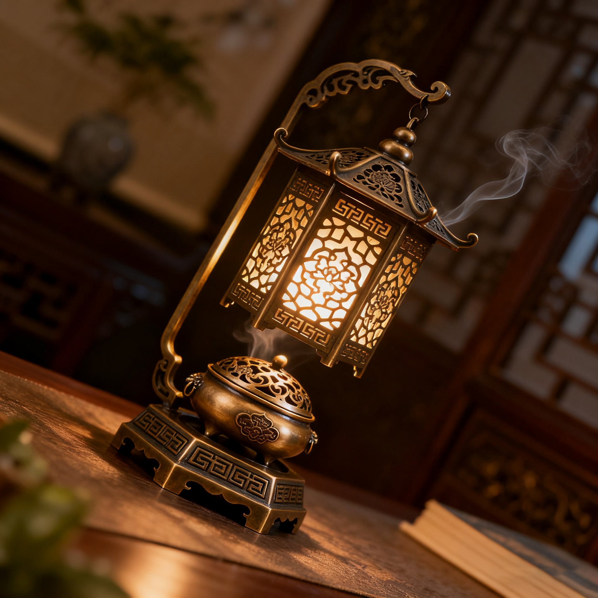 Chinesischer Vintage-Räucherofen im Palastlampen-Stil mit traditionellem Design