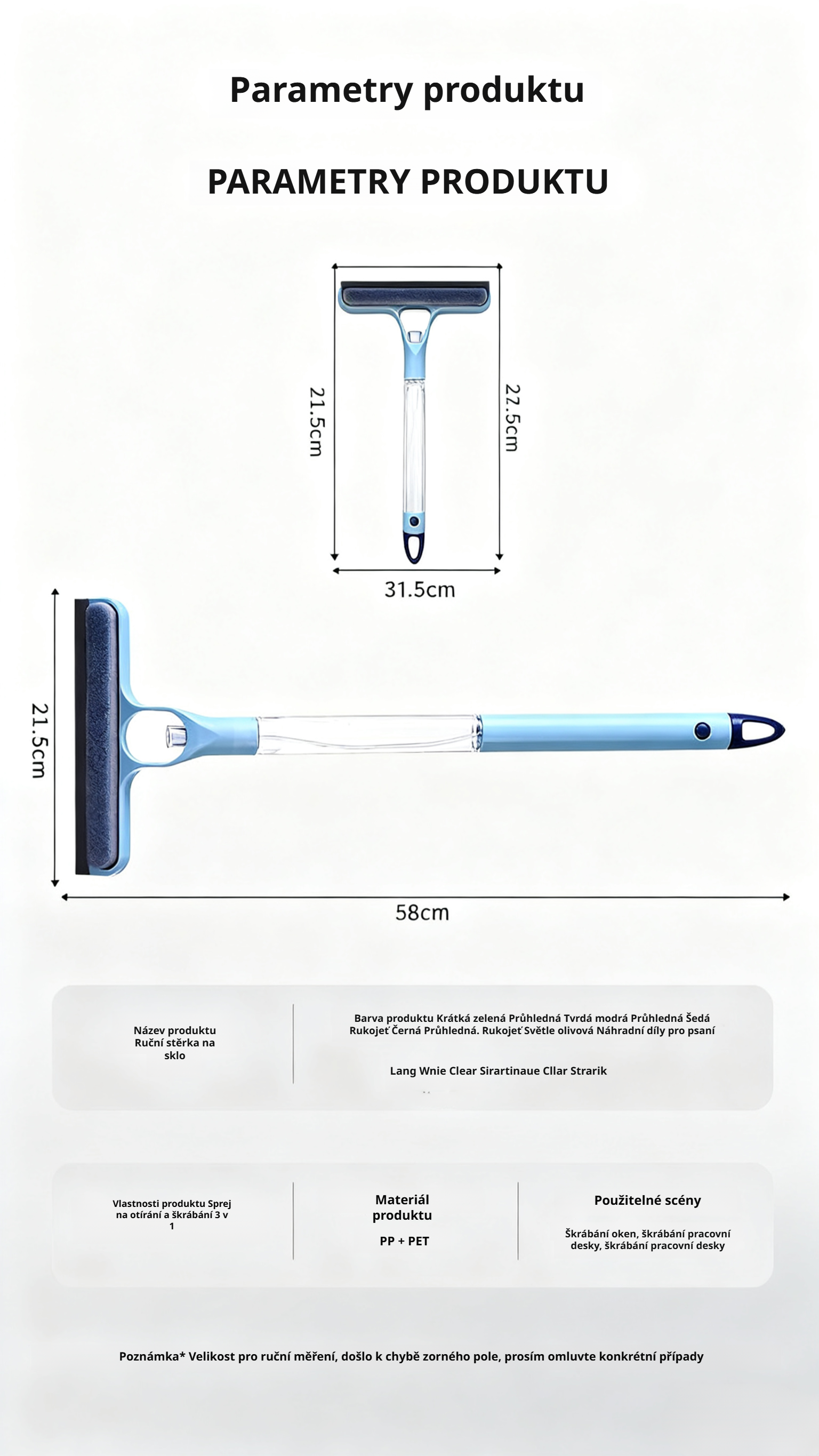 Mop na sklo pro snadné čištění bez šmouh