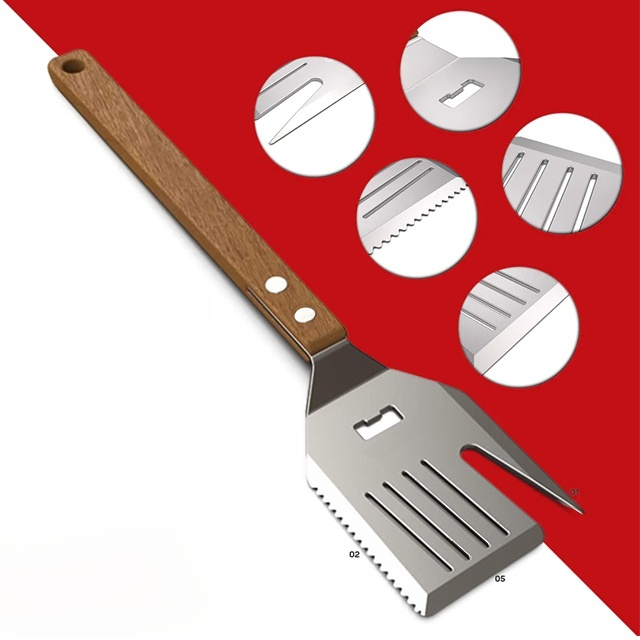 Multi-functional barbecue spatula