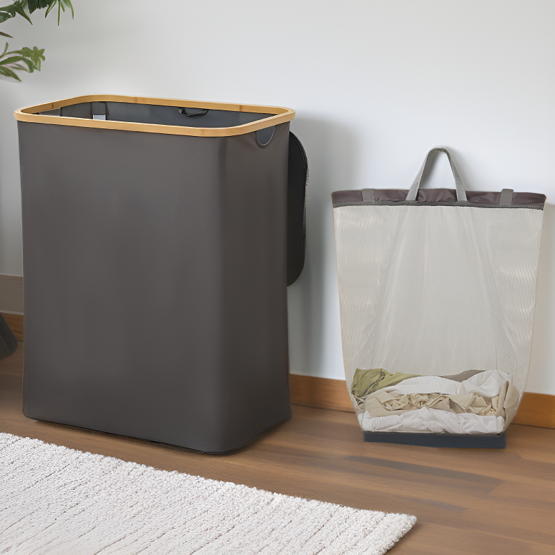 竹製可折疊髒衣收納籃 居家收納籃