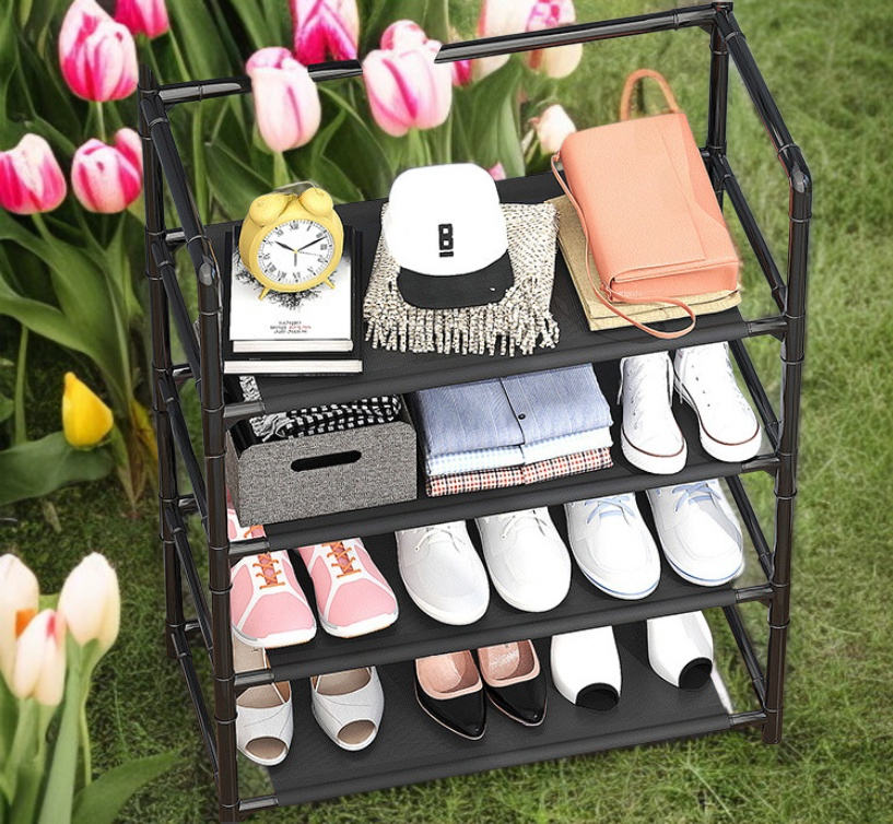 Multifunctional Simple Clothes Rack & Shoe Organizer with Door Hook