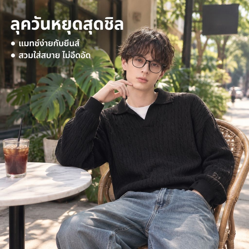 เสื้อกันหนาวผู้ชายคอปกถักลายแฟชั่นสำหรับฤดูใบไม้ร่วงและฤดูหนาว