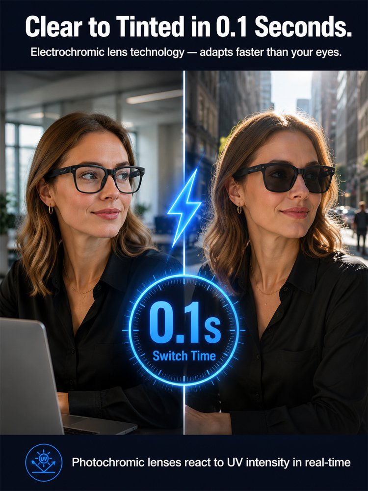 Adaptive smart glasses lenses