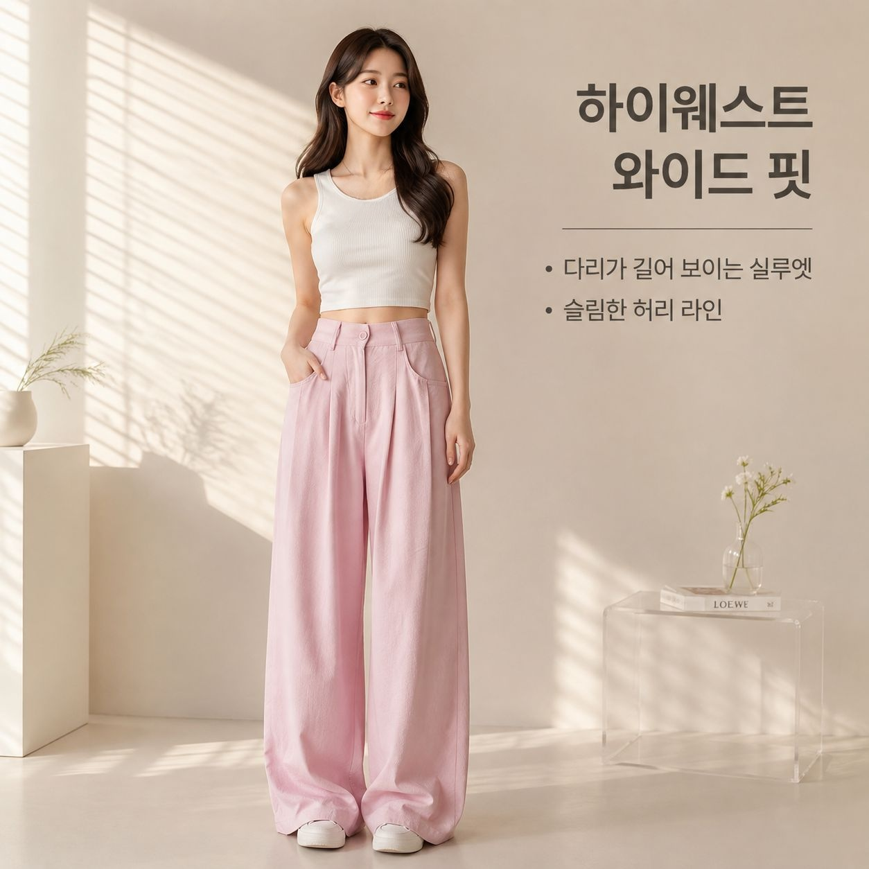나이프 하이웨스트 와이드 팬츠