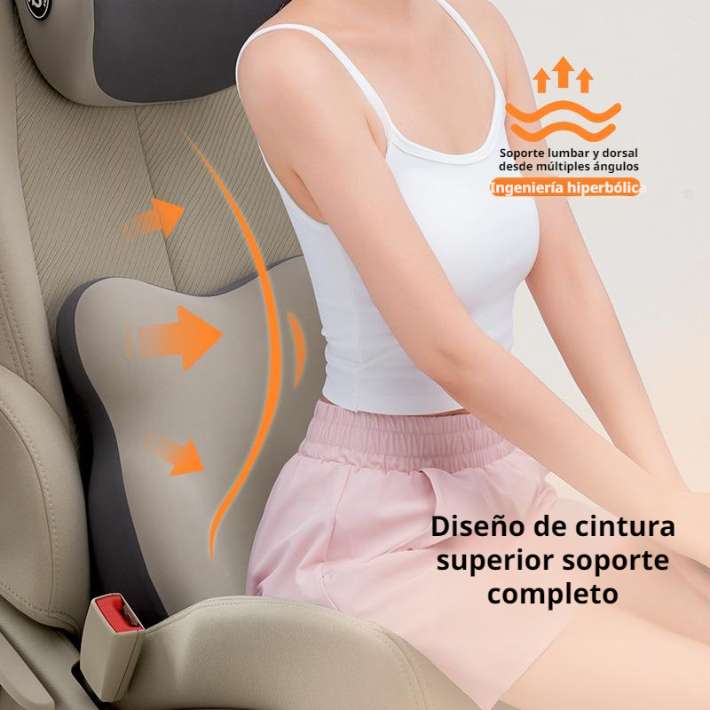 Cojín lumbar ergonómico para coche, soporte de espalda y cuello, almohada para reposacabezas