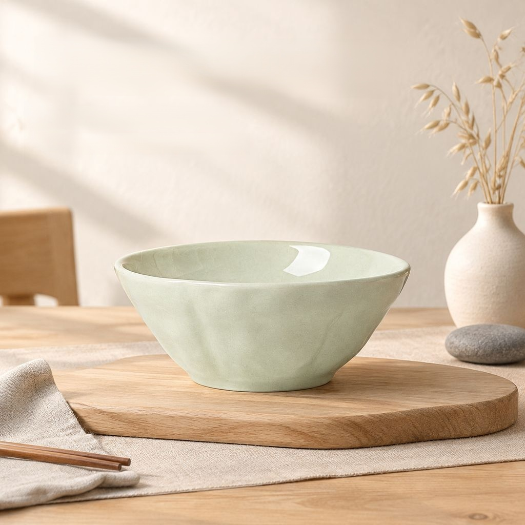 Ceramic Ramen Bowl Soup Bowl Conical Noodle Bowl with Underglaze Decoration
