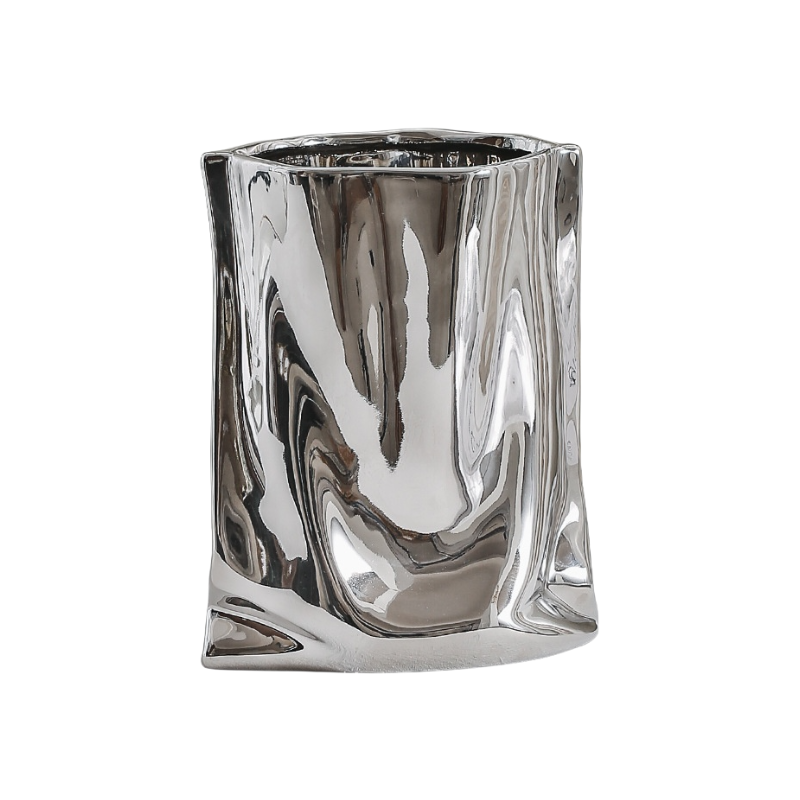 Silver Faux Flower Vase Decoration