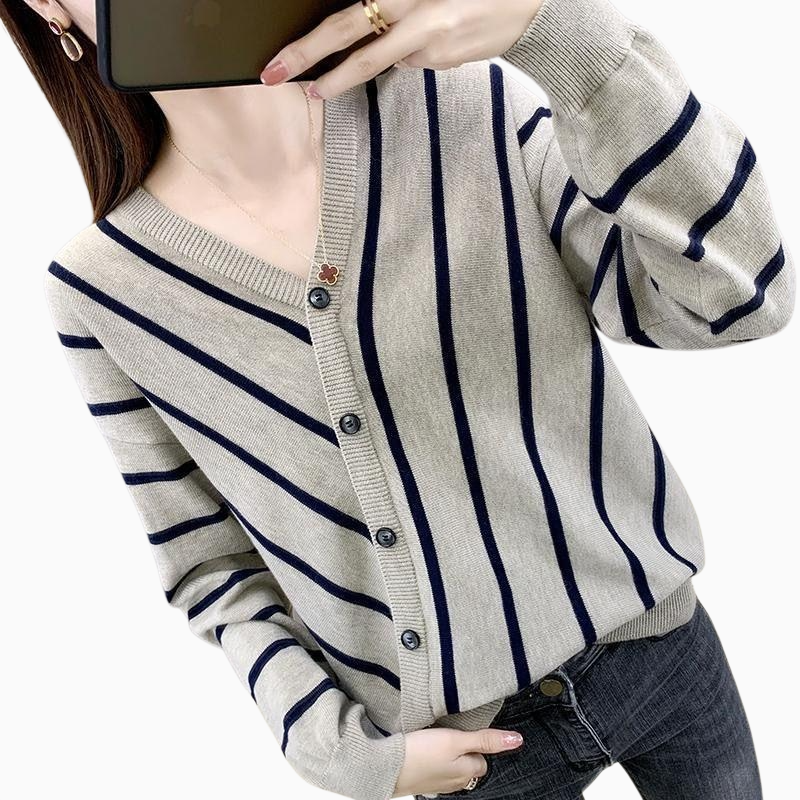 신상 봄가을 디자인 스웨터 여 루즈핏 위에 군더더기 이너 브이넥 니트 톱