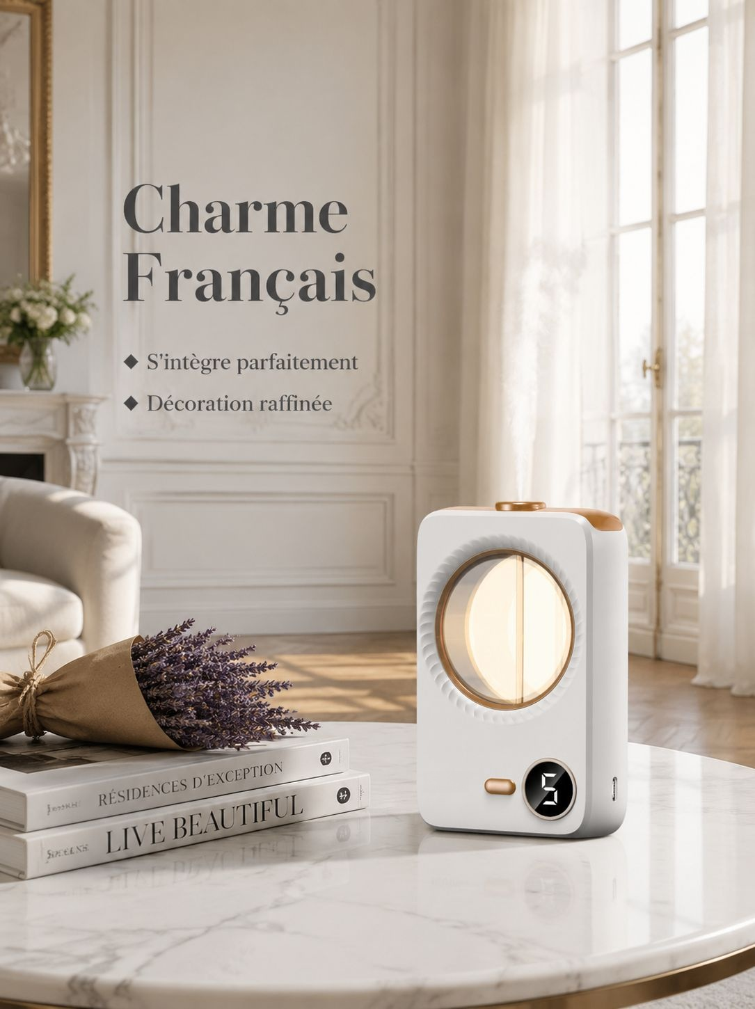 Diffuseur d'humidité intelligent à parfum longue durée avec affichage digital