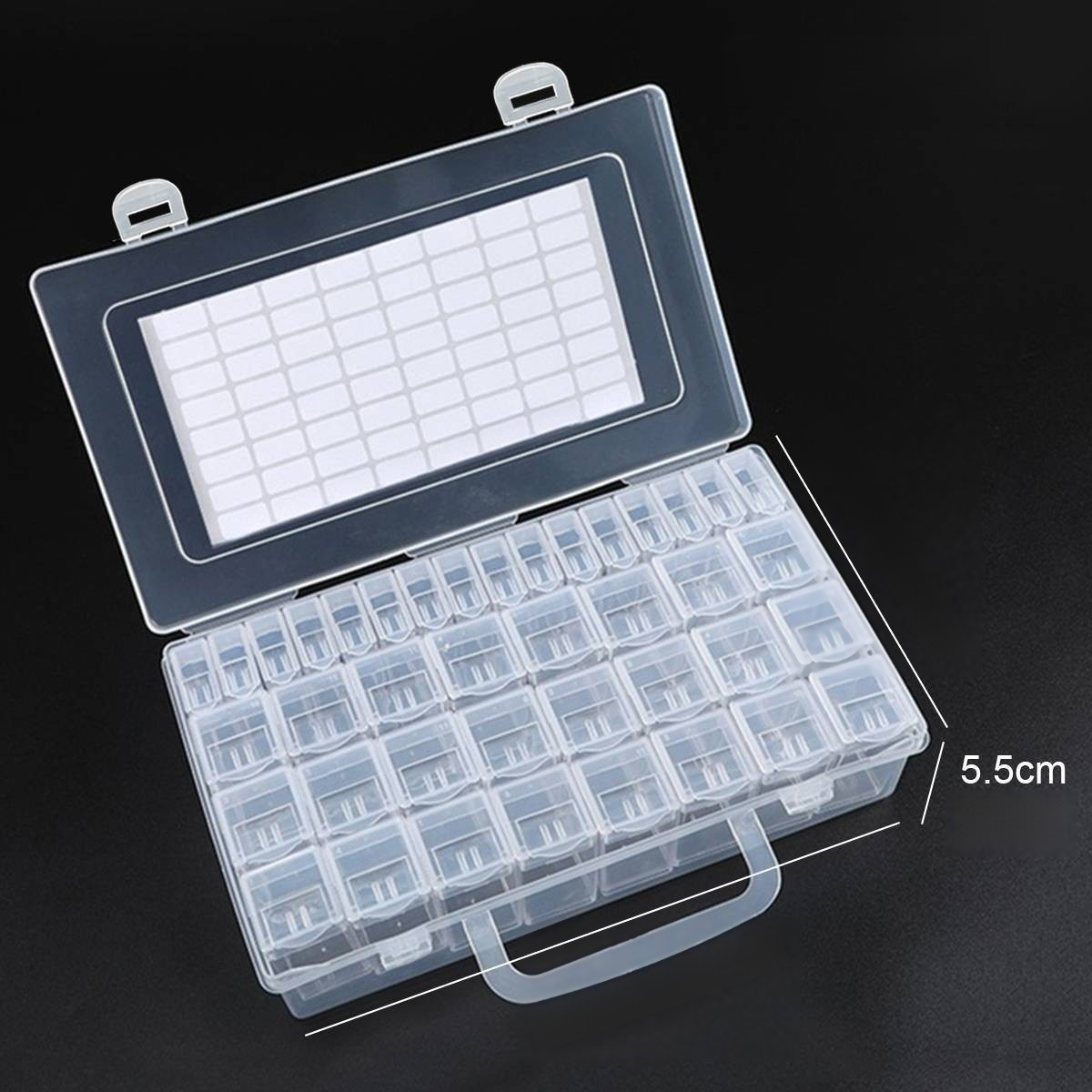 64-Compartment Transparent Storage Box for Beads