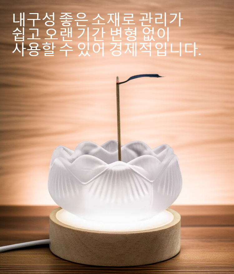 우아한 연꽃 모양의 향꽂이 디테일