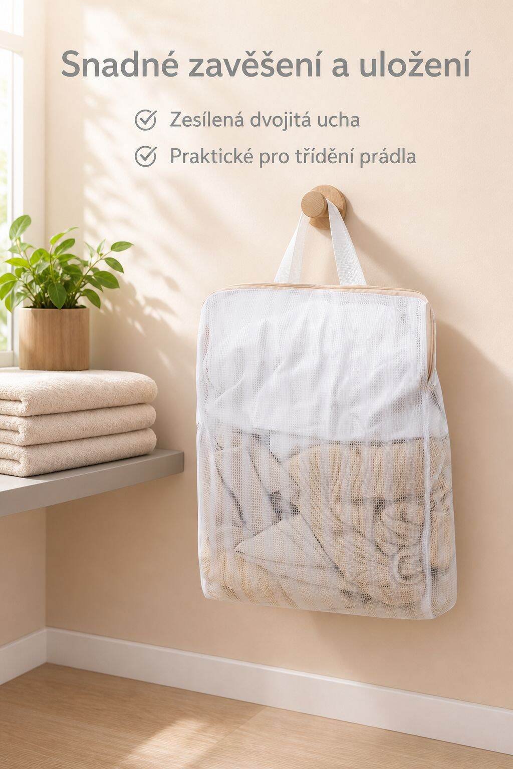 Prací sáček proti deformaci, síťovaný sáček na spodní prádlo