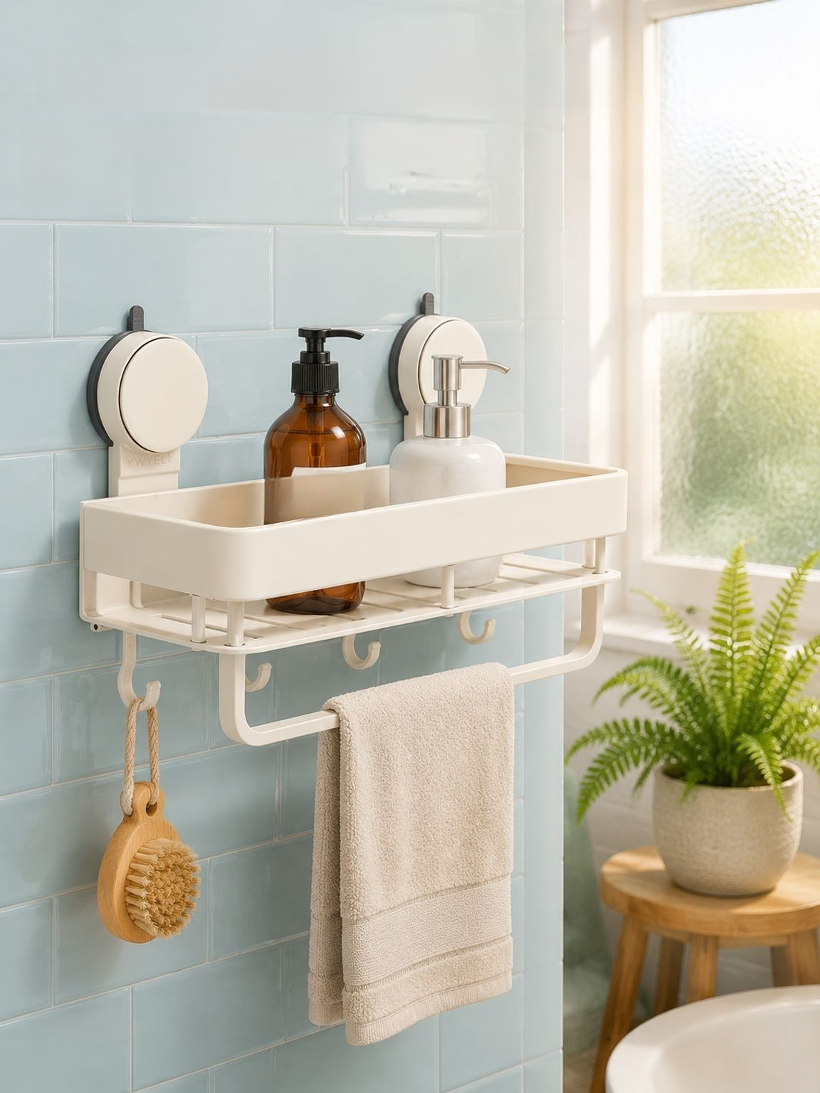 Estante de baño para lavabo, instalación sin perforar