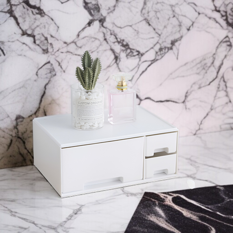 積み重ね可能な組み合わせのデスクトップ化粧品収納ボックス引き出し付きデスク雑貨収納ボックス寮文房具分類