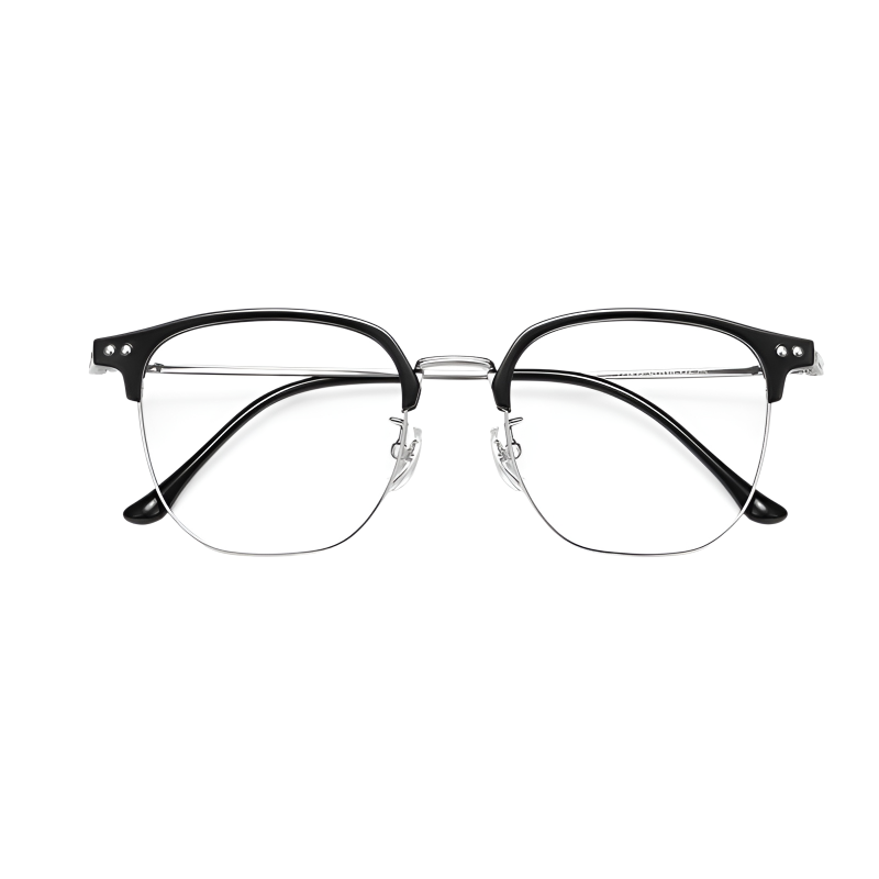 丹陽 純チタン ブルーライトカット メガネ 無地 レディース メガネ ファッション ハーフフレーム 眼鏡 ファッションアイテム