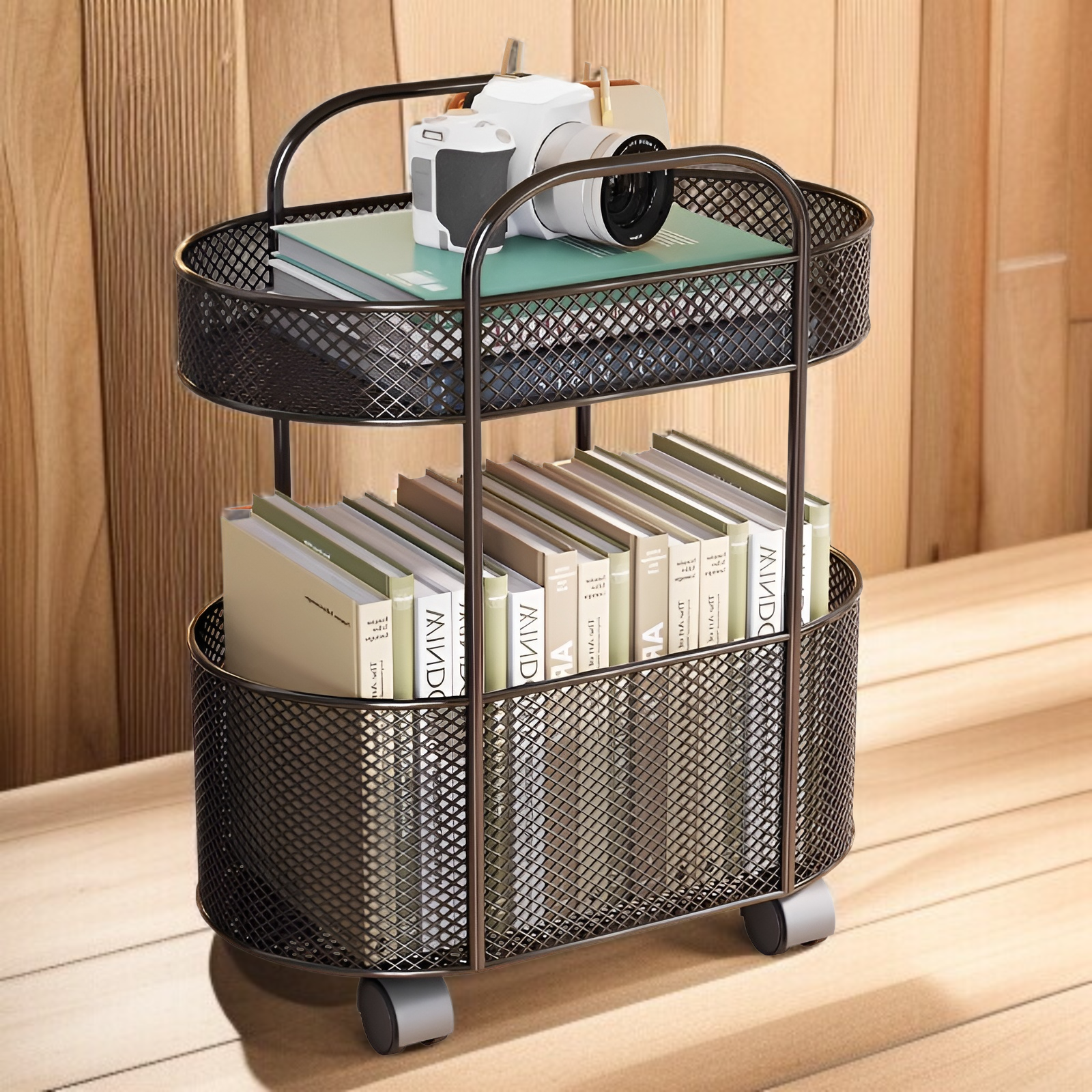 Boîte à livres mobile sous la table pour étudiants, étagère de rangement pour enfants avec roulettes