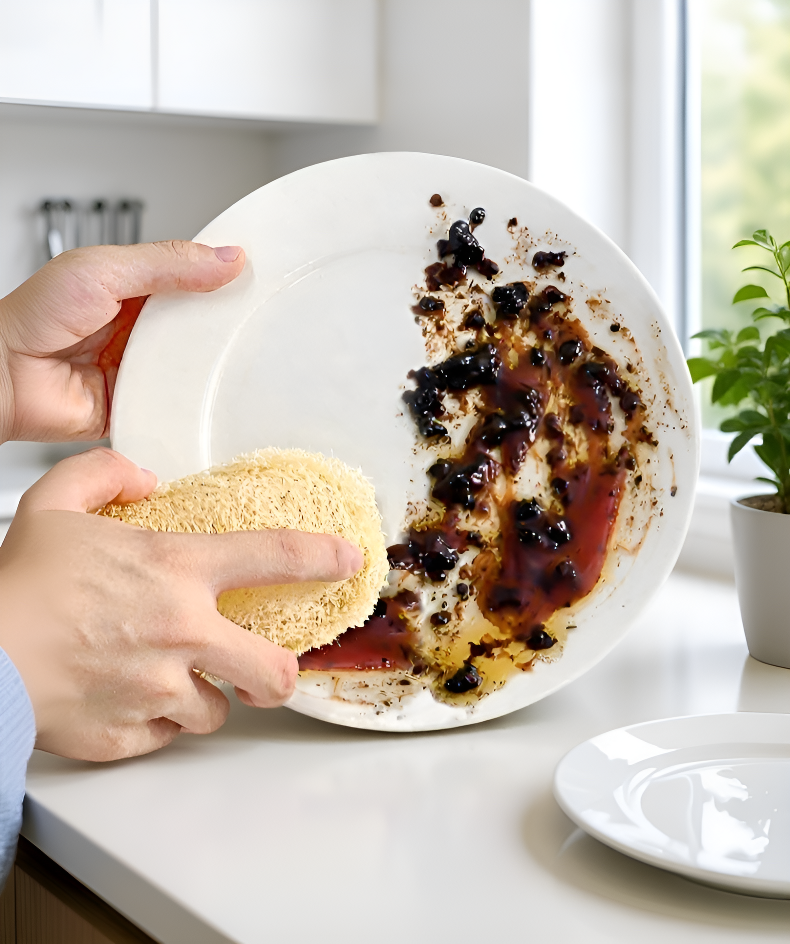 優れた吸水性を持つヘチマ布巾の使用例