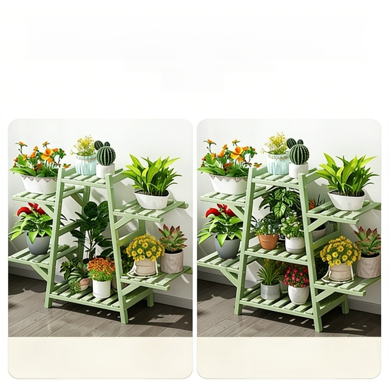 Balcony Living Room Rattan Multi-Layer Flower Stand Succulent Plant Pot Rack