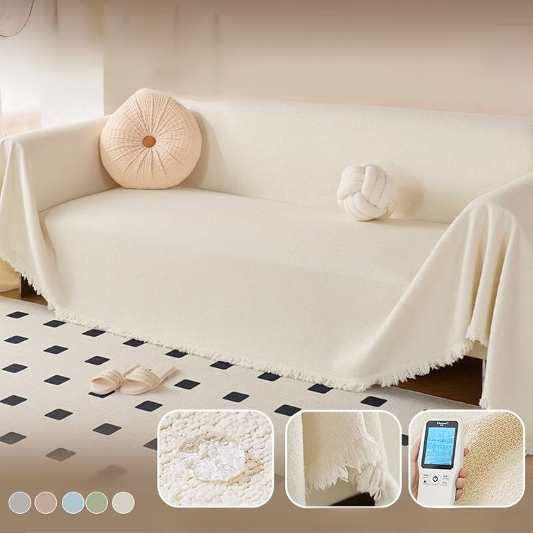 Waterproof, stain-resistant, and cat-scratch-resistant teddy bear plush sofa cover