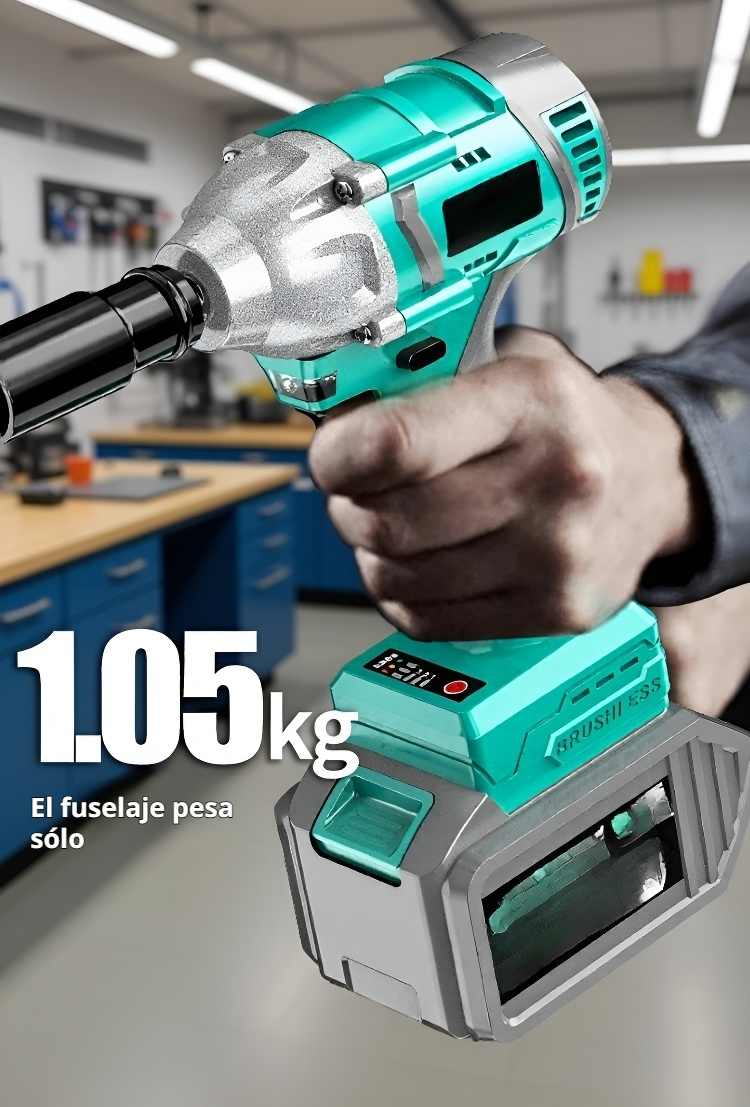 Llave de impacto con diseño ergonómico y batería de litio