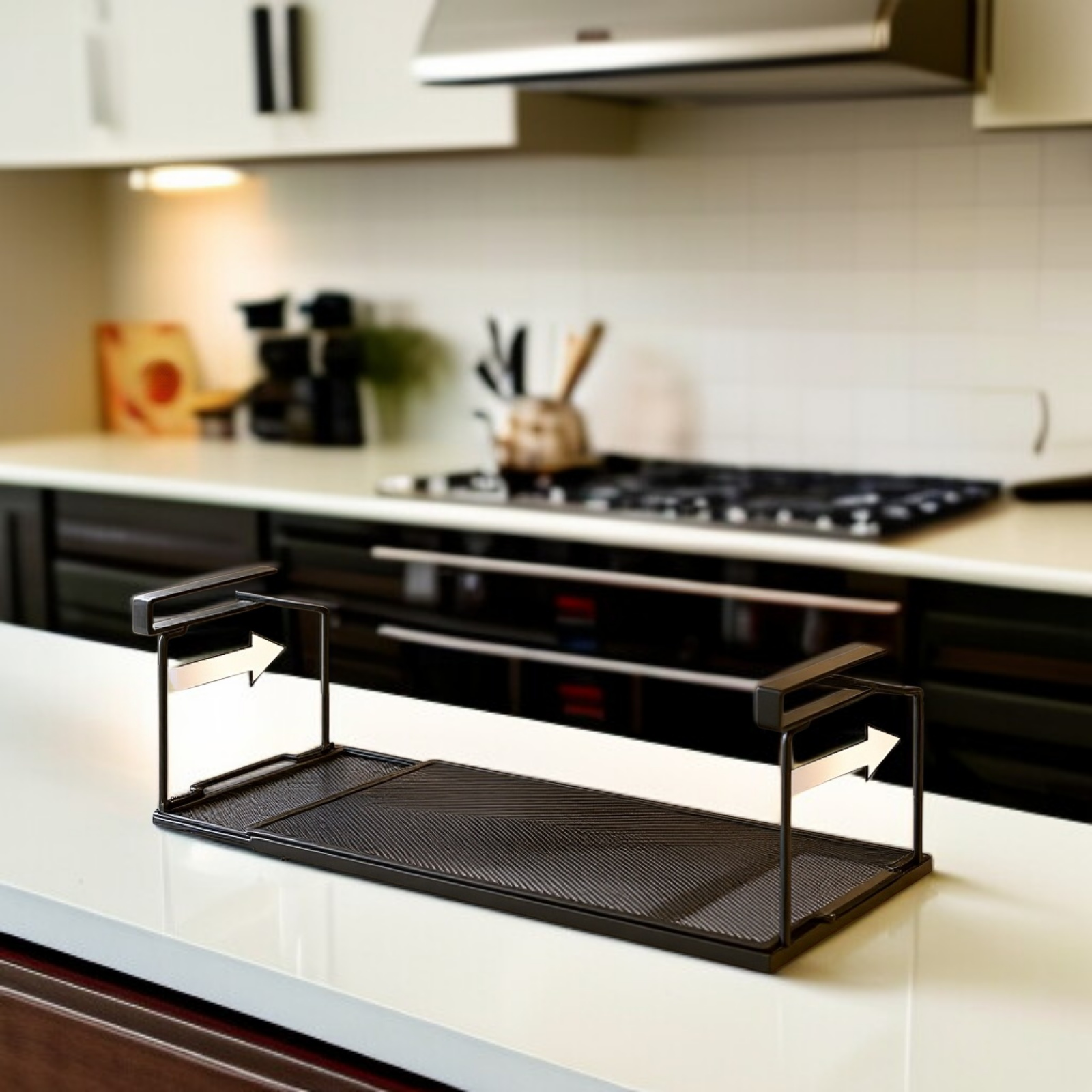 ชั้นเก็บของแบบยืดไสลด์ใต้ตู้ครัว ตะกร้าแขวนเครื่องปรุงรส