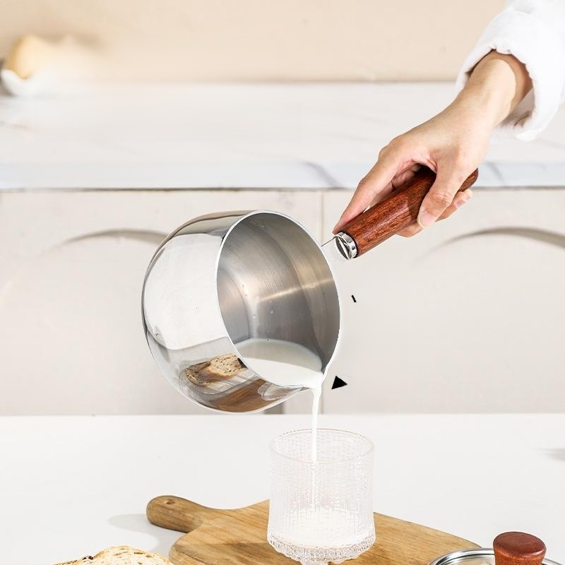 หม้อนมขนาดเล็กสามชั้นสำหรับเด็ก ไม่ติดกระทะ หม้อสำหรับต้มบะหมี่เด็ก