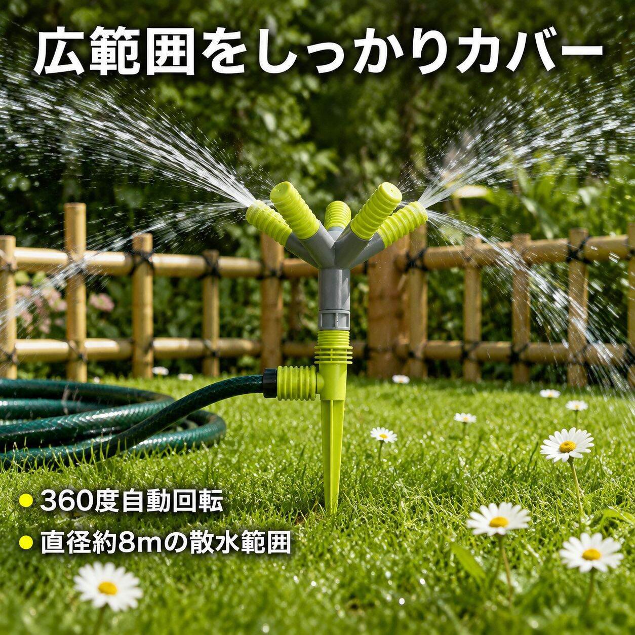 ガーデン芝生用自動回転三叉スプリンクラー