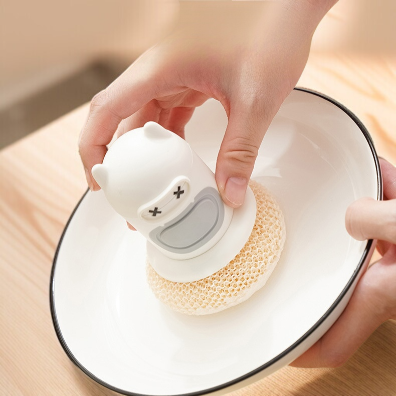 큐티 캐릭터 주방 청소 브러쉬 자동 액체 오염 제거 청소 브러쉬 냄비 브러쉬 펌프식 청소 브러쉬