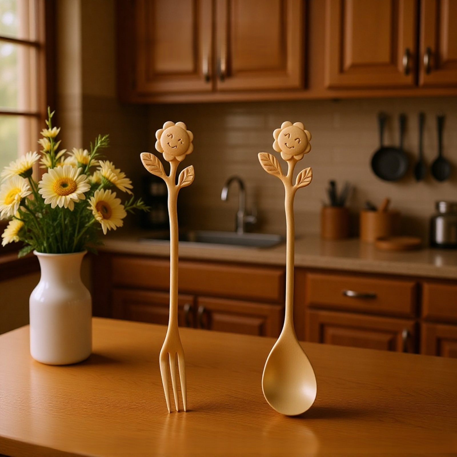 Cuchara de acero inoxidable con hoja de oro Love