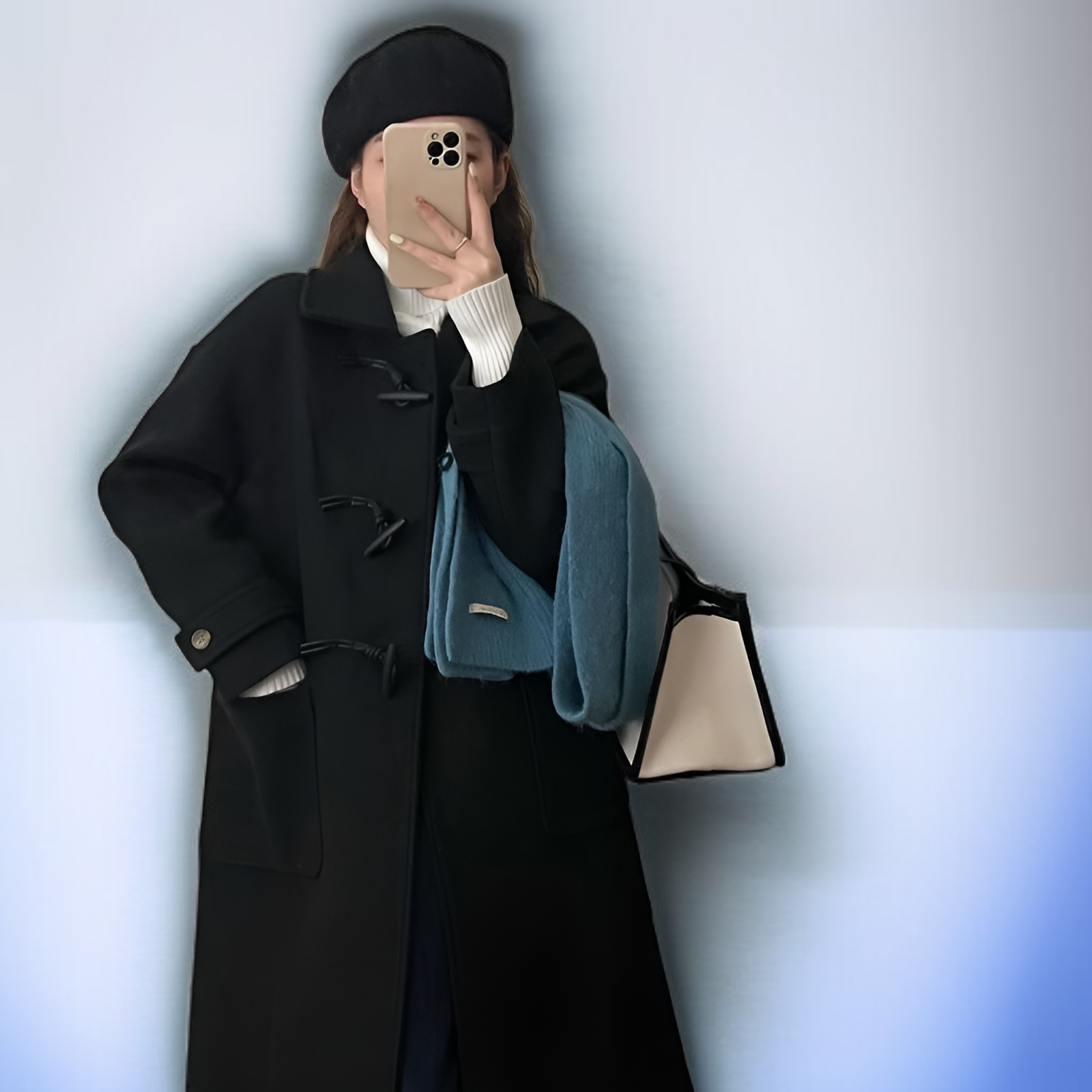 和風デザインのウールコート前面