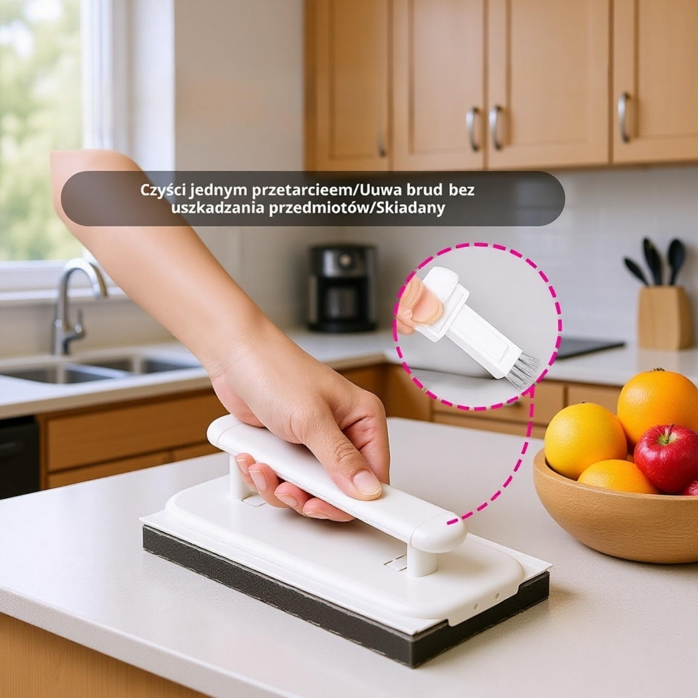  Wielofunkcyjna składana szczotka do mycia okien z mikrofibry