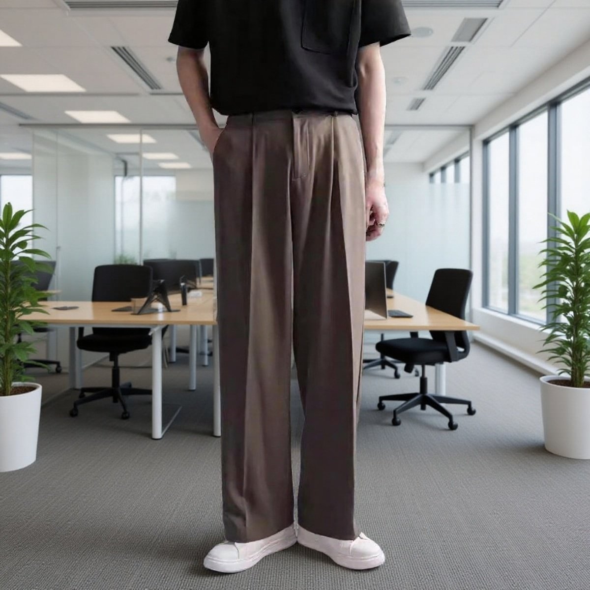 드레이프감 캐주얼 남성 스트레이트 슬랙스