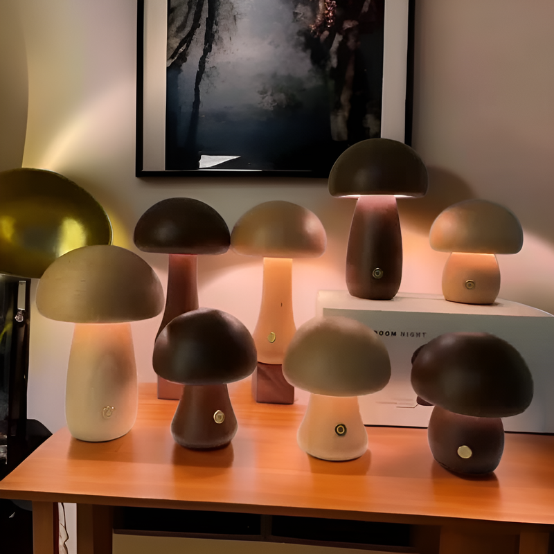 LED Nachtlicht Pilz – Niedliche Tischlampe mit Touch-Schalter, Dekorative Pilzleuchte