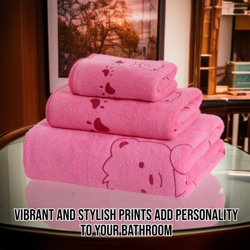 Printed Large Towel 3-Piece Set